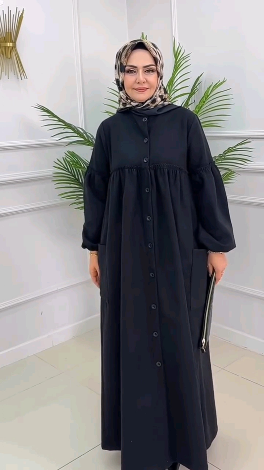 عباية فودان محتشمة - بني غامق وأسود