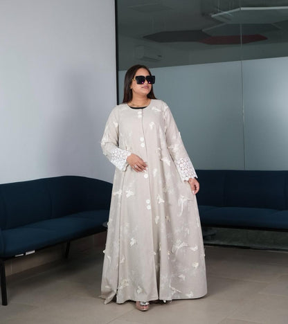 عباءة بتصميم عصري - لون بيج أنيق