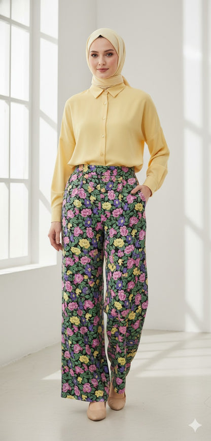 Ensemble Chic Jaune Fleuri Premium